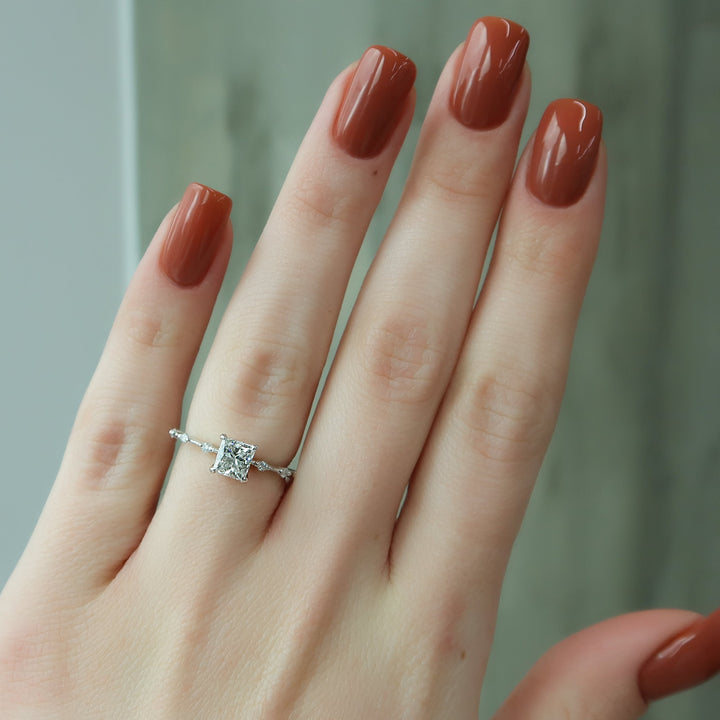 The Morgan Princess Lab Diamond Moissanite Engagement Ring *Shown with 1 ct #material_white