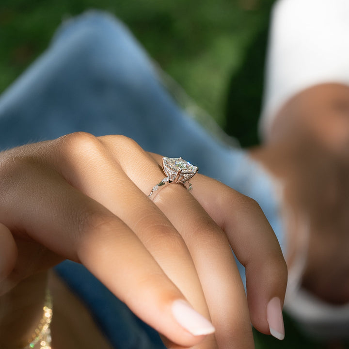 The Morgan Princess Lab Diamond Moissanite Engagement Ring *Shown with 2.5 ct #material_white