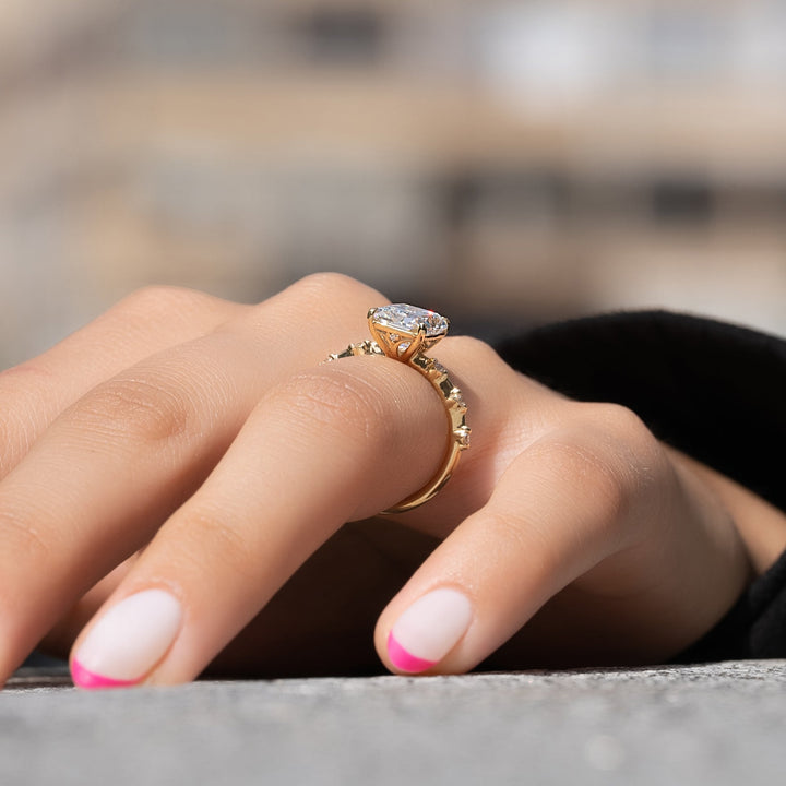 The Morgan Radiant Lab Diamond Moissanite Engagement Ring *Shown with 3 ct #material_gold