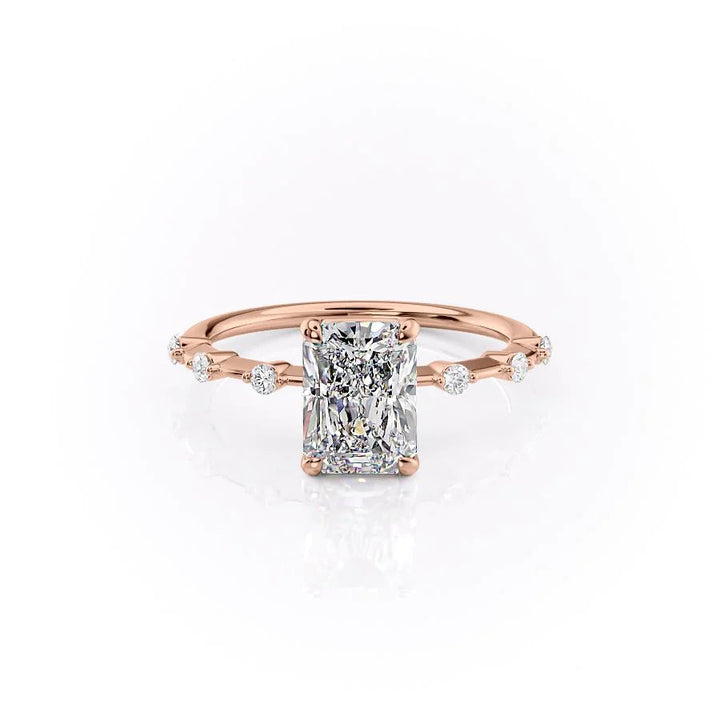 The Morgan Set With Radiant Solitaire Lab Diamond 1 Carat 14K Rose#material_rose