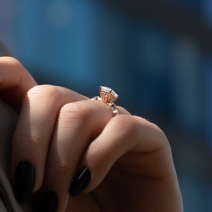 The Morgan Radiant Lab Diamond Moissanite Engagement Ring *Shown with 2 ct #material_rose