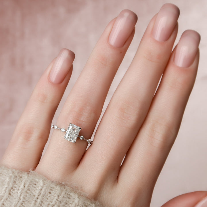 The Morgan Radiant Lab Diamond Moissanite Engagement Ring *Shown with 1.5 ct #material_white