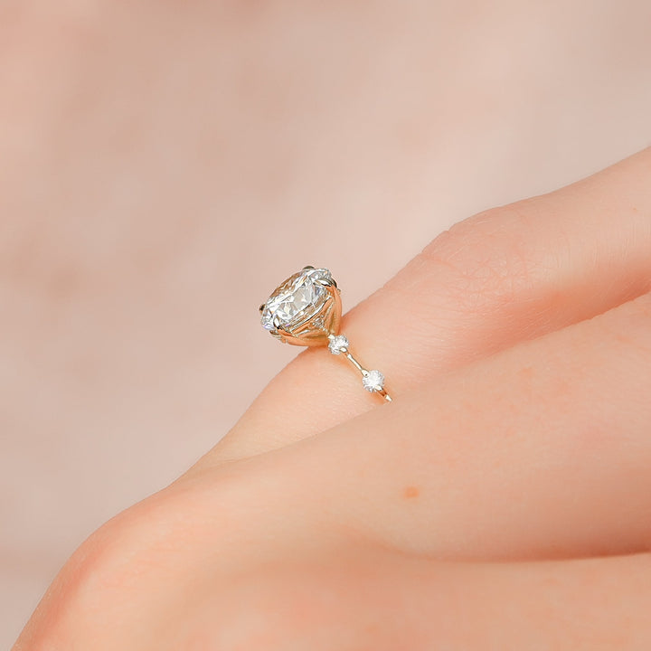 The Morgan Round Lab Diamond Moissanite Engagement Ring *Shown with 1.5 ct #material_gold