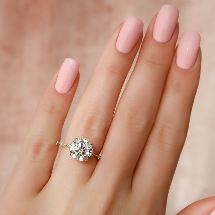 The Morgan Round Lab Diamond Moissanite Engagement Ring *Shown with 3.5 ct #material_gold