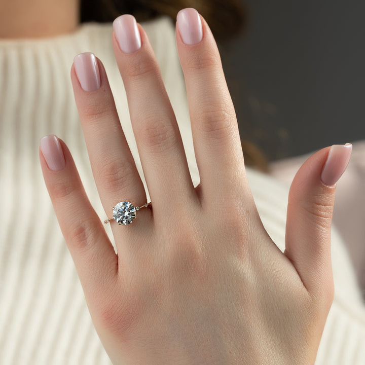 The Morgan Round Lab Diamond Moissanite Engagement Ring *Shown with 3 ct #material_rose