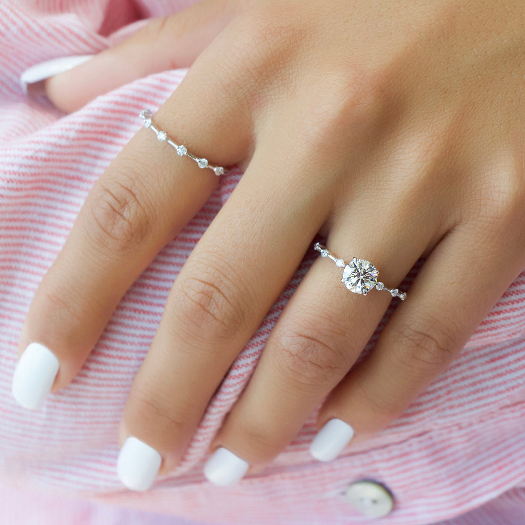 The Morgan Round Lab Diamond Moissanite Engagement Ring