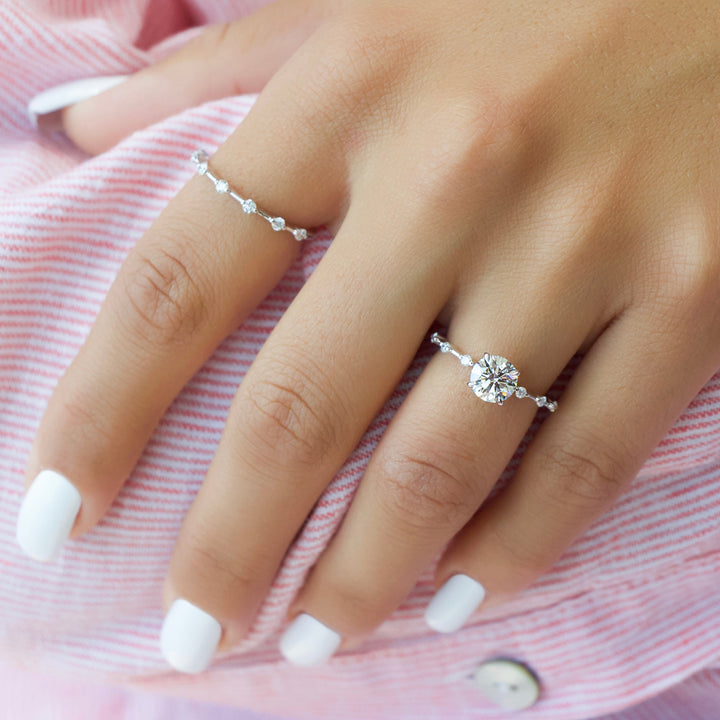 The Morgan Round Lab Diamond Moissanite Engagement Ring *Shown with 1 ct #material_white