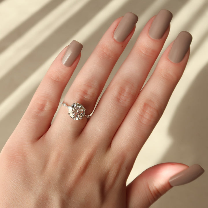 The Morgan Round Lab Diamond Moissanite Engagement Ring *Shown with 3.5 ct #material_white