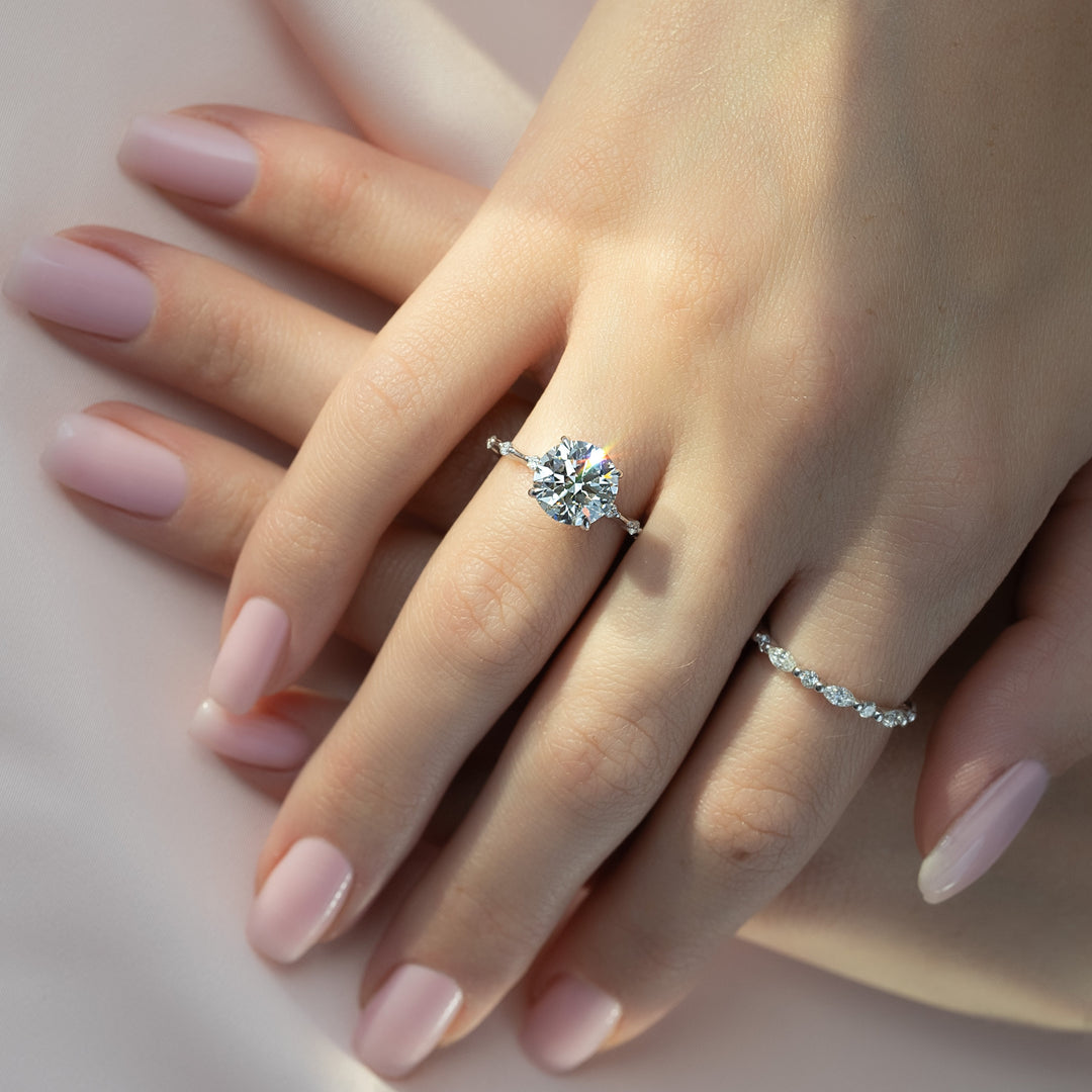 The Morgan Round Lab Diamond Moissanite Engagement Ring