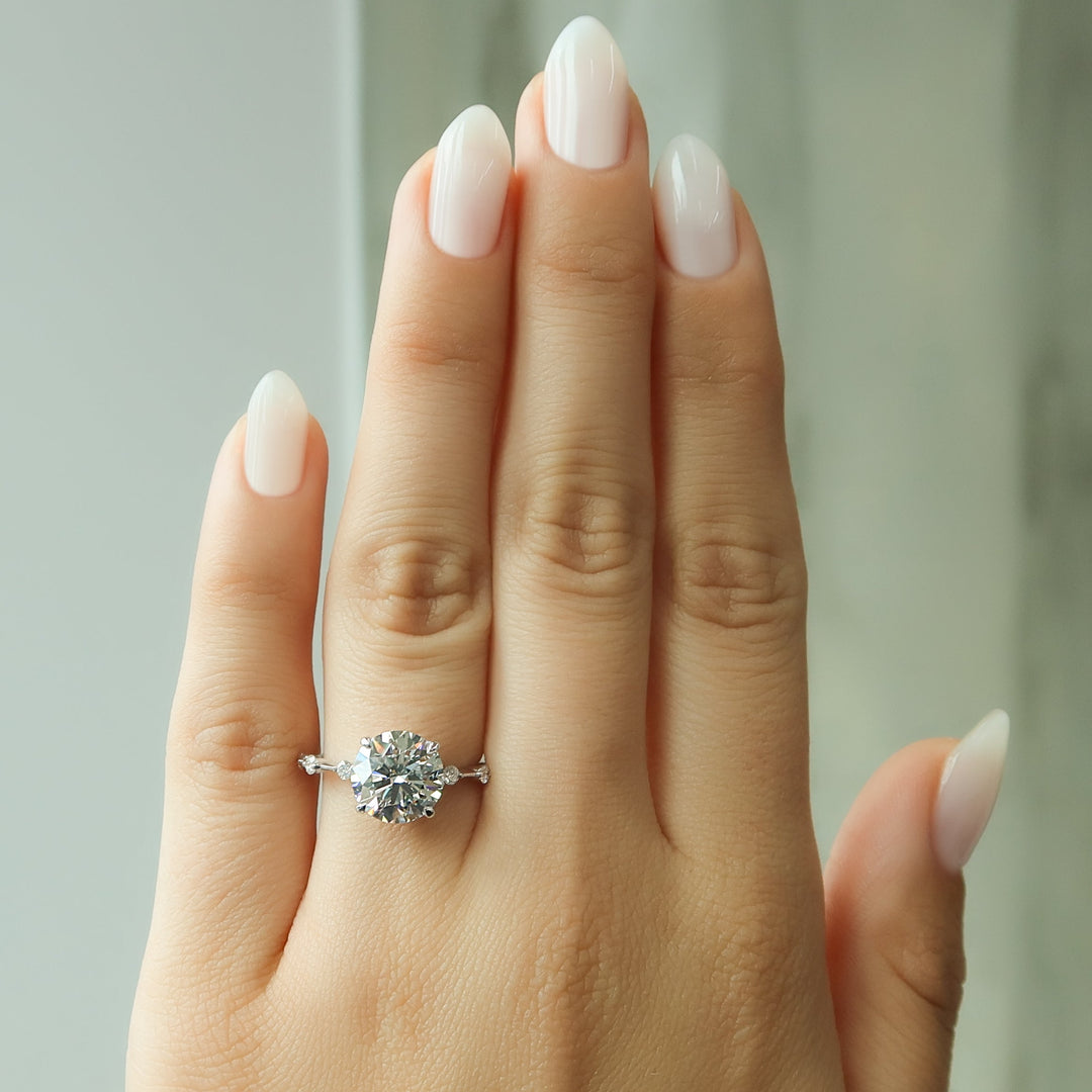 The Morgan Round Lab Diamond Moissanite Engagement Ring