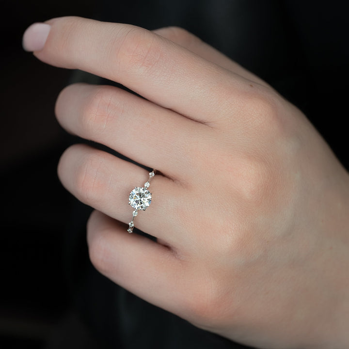 The Morgan Round Lab Diamond Moissanite Engagement Ring *Shown with 1.5 ct #material_white