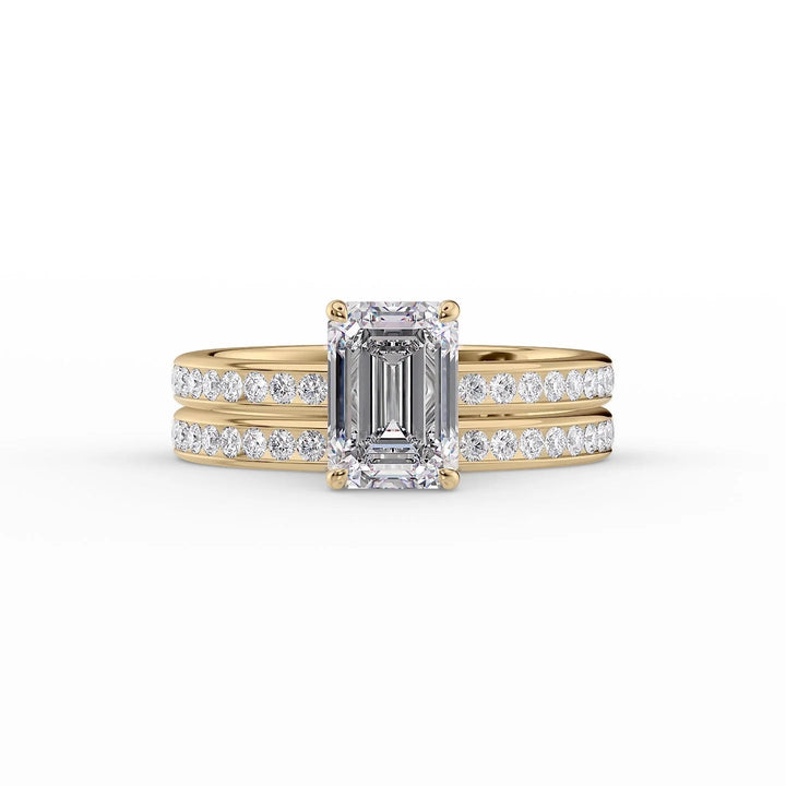 The Murphy Set With Emerald Side Stone Lab Diamond 2 Carat 14K Gold#material_gold