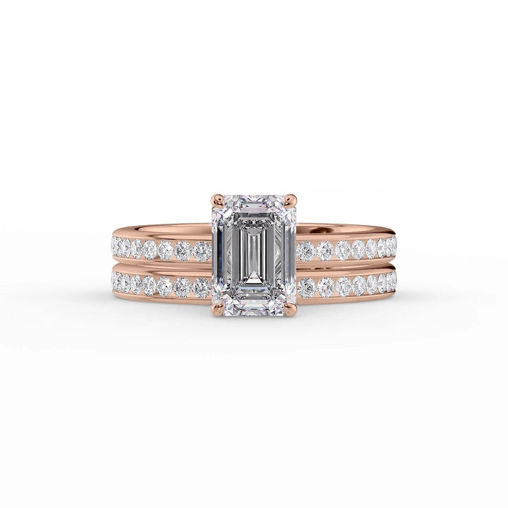 The Murphy Set With Emerald Side Stone Lab Diamond 2 Carat 14K Rose#material_rose