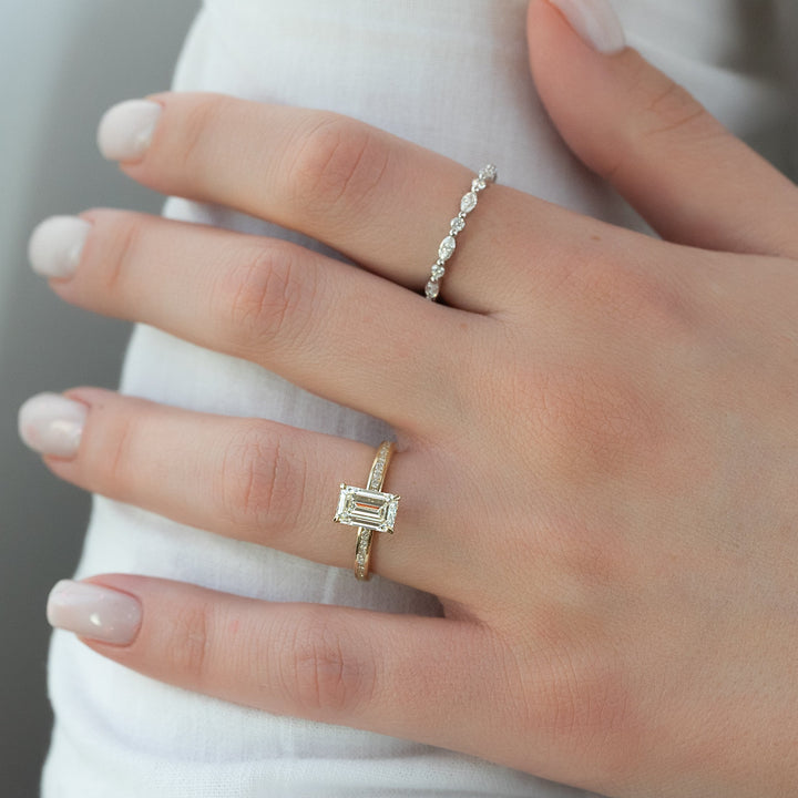 The Murphy Emerald Lab Diamond Moissanite Engagement Ring *Shown with 1.5 ct #material_gold