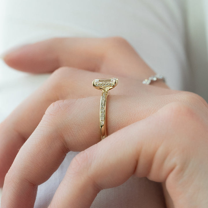 The Murphy Emerald Lab Diamond Moissanite Engagement Ring *Shown with 1.5 ct #material_gold