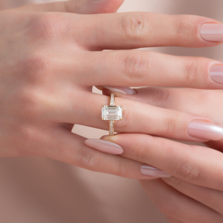 The Murphy Emerald Lab Diamond Moissanite Engagement Ring *Shown with 3.5 ct #material_gold