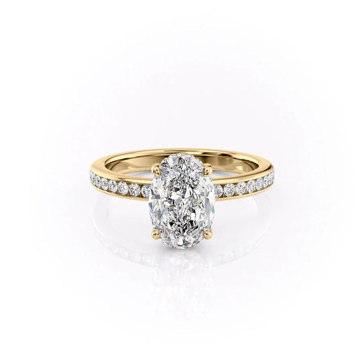 The Murphy Set With Oval Side Stone Lab Diamond 1 Carat 14K Gold#material_gold