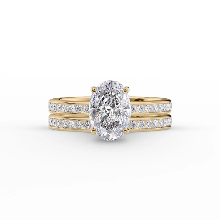 The Murphy Set With Oval Side Stone Lab Diamond 2 Carat 14K Gold#material_gold