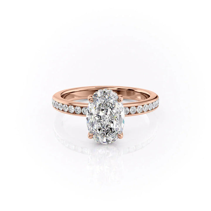 The Murphy Set With Oval Side Stone Lab Diamond 1 Carat 14K Rose#material_rose