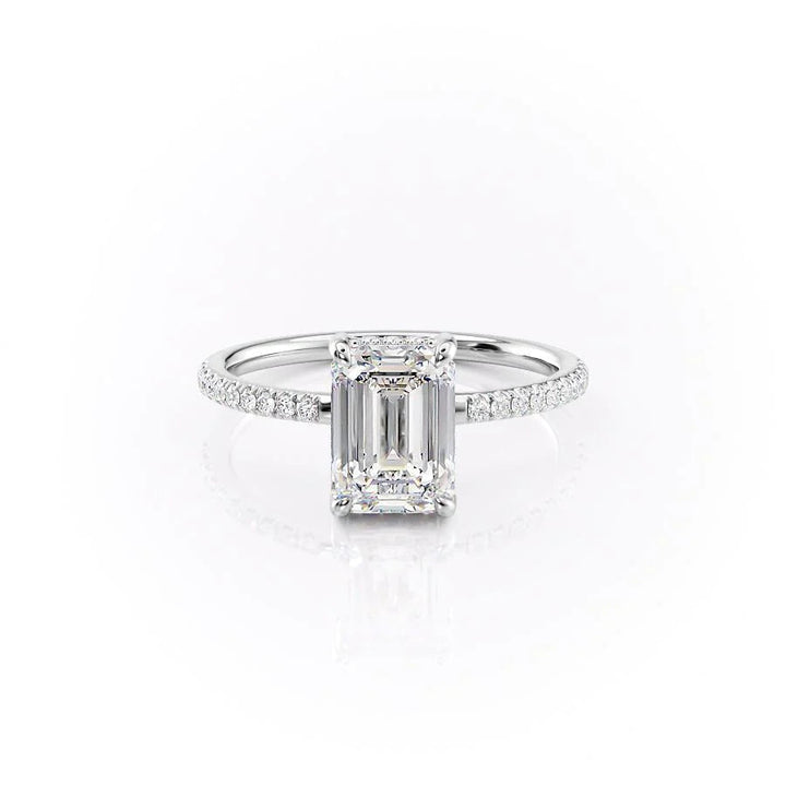 The Myra Set With Emerald Pave Lab Diamond 1 Carat 18K White#material_18k-white