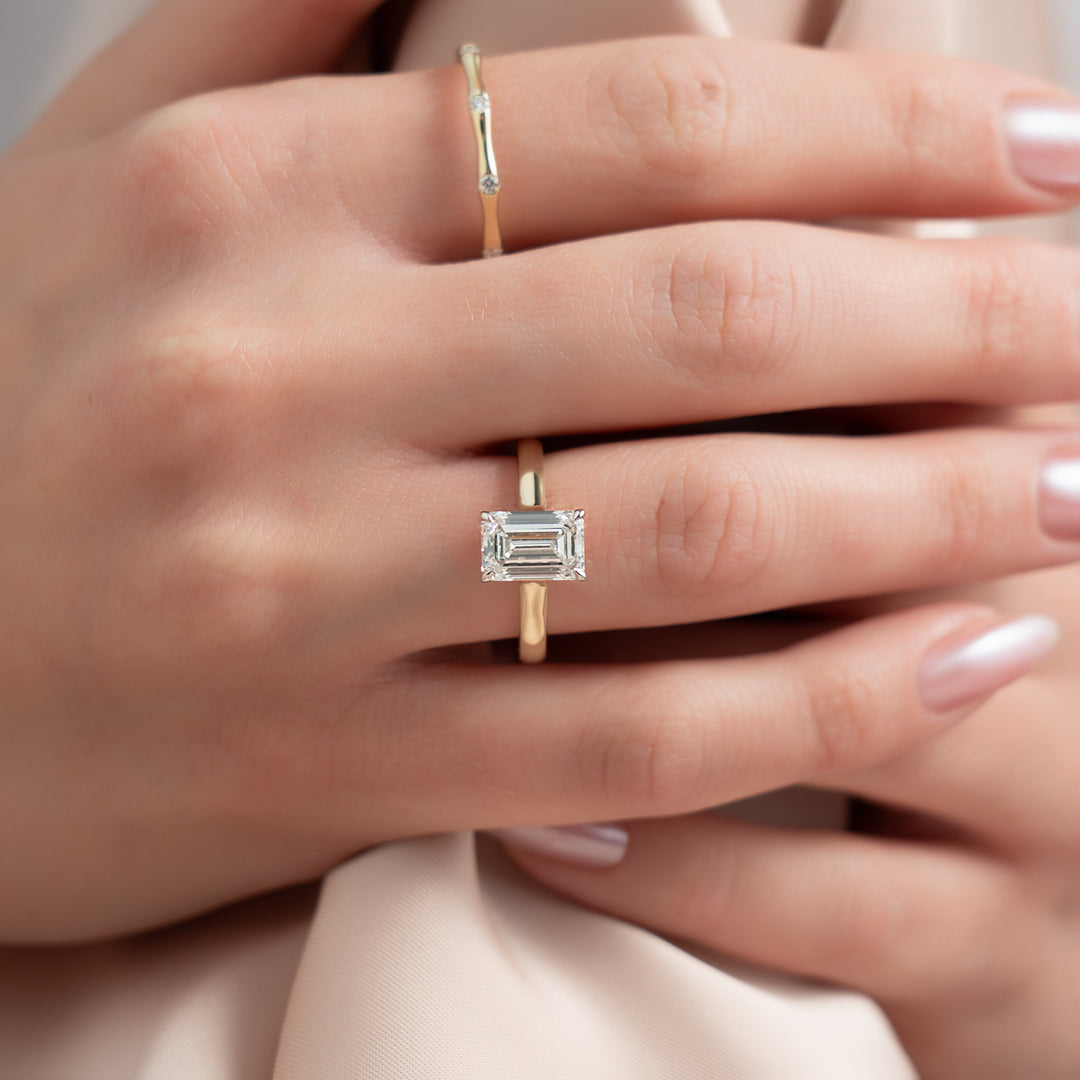 The Natasha Emerald Lab Diamond Moissanite Engagement Ring