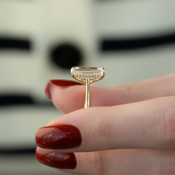 The Natasha Emerald Lab Diamond Moissanite Engagement Ring *Shown with 5 ct #material_gold