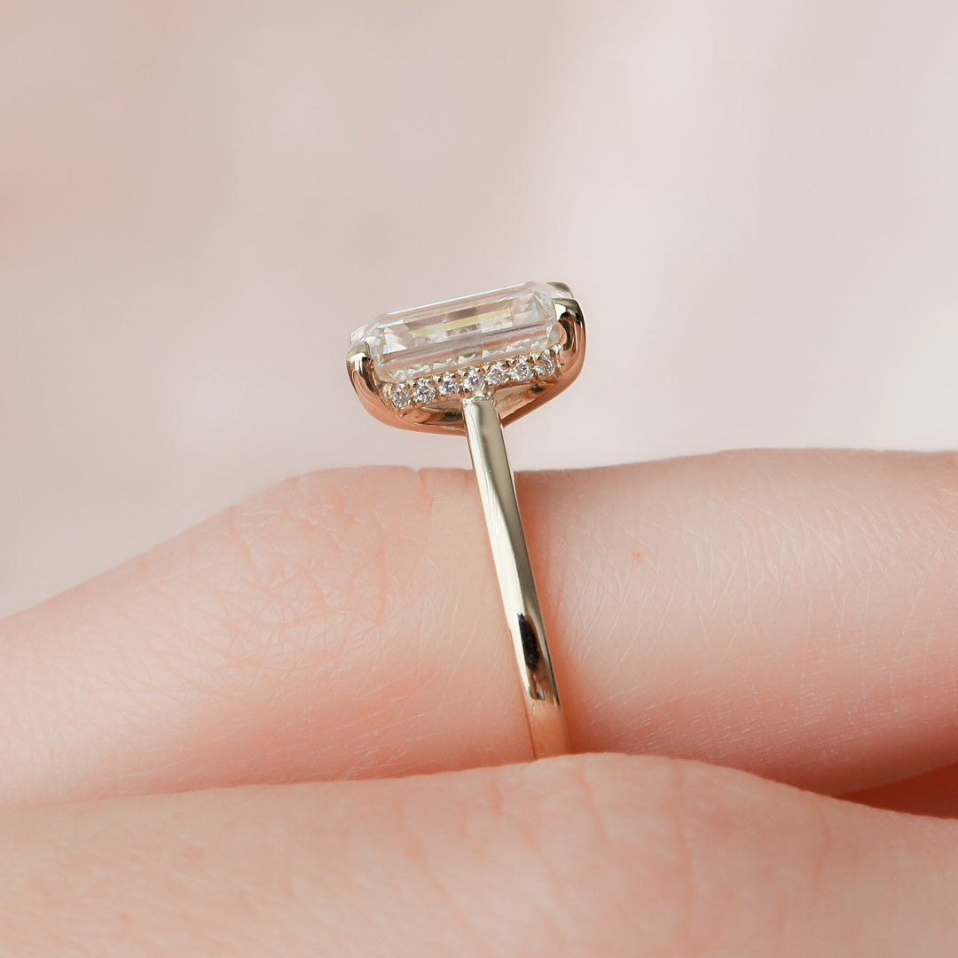 The Natasha Emerald Lab Diamond Moissanite Engagement Ring