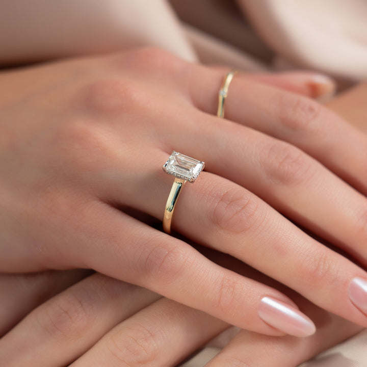 The Natasha Emerald Lab Diamond Moissanite Engagement Ring *Shown with 2 ct #material_gold