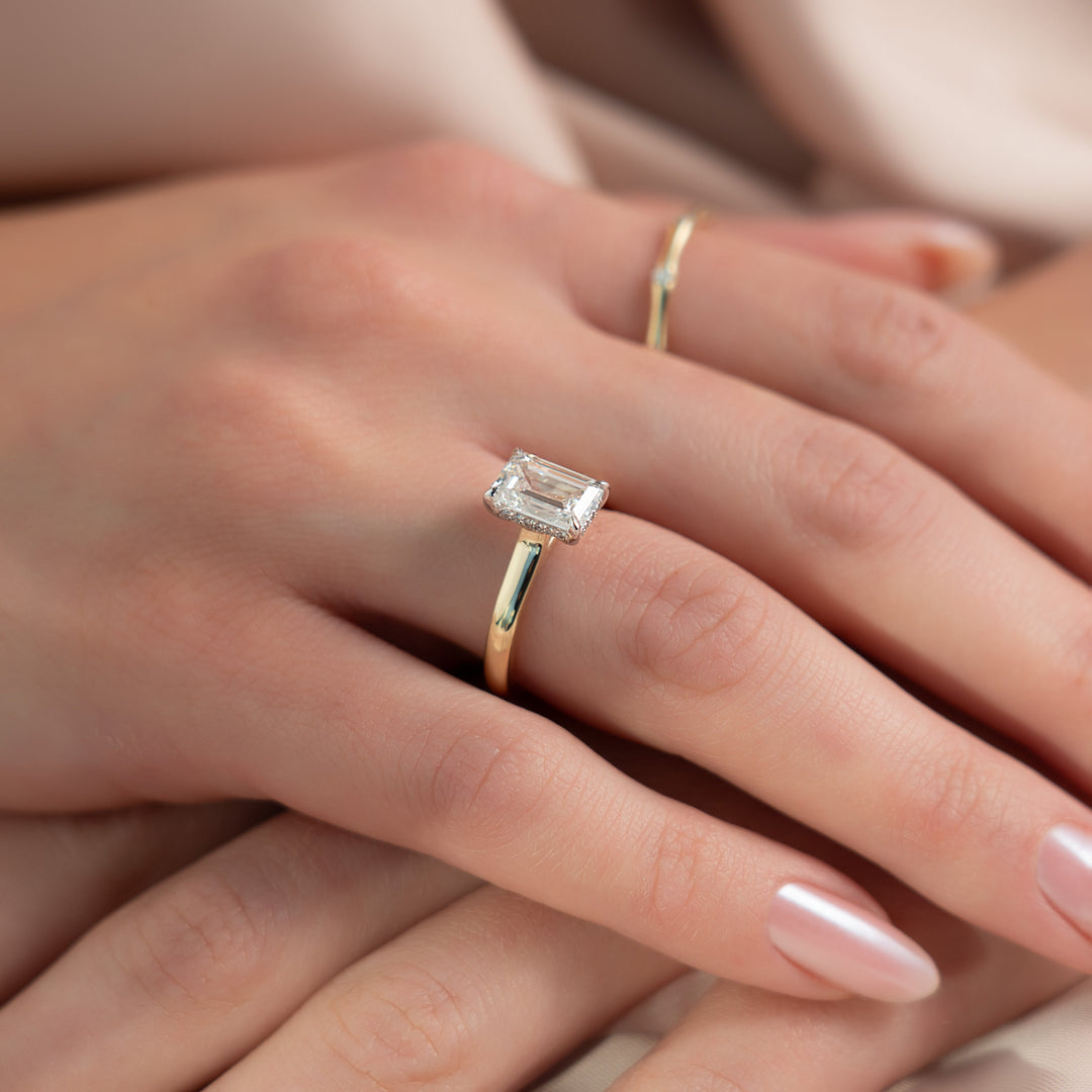 The Natasha Emerald Lab Diamond Moissanite Engagement Ring