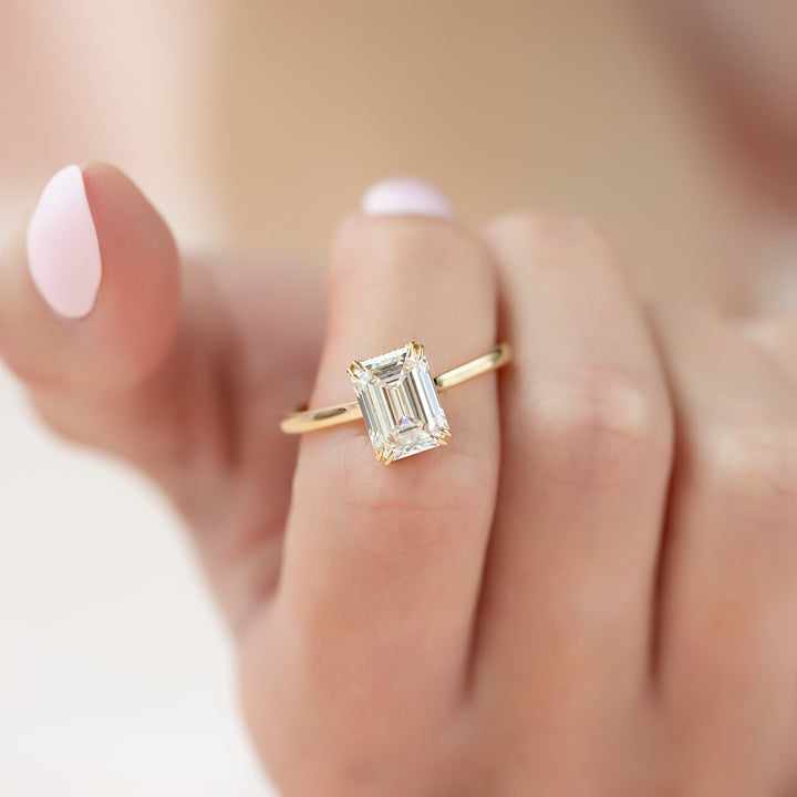 The Natasha Emerald Lab Diamond Moissanite Engagement Ring *Shown with 3 ct #material_gold