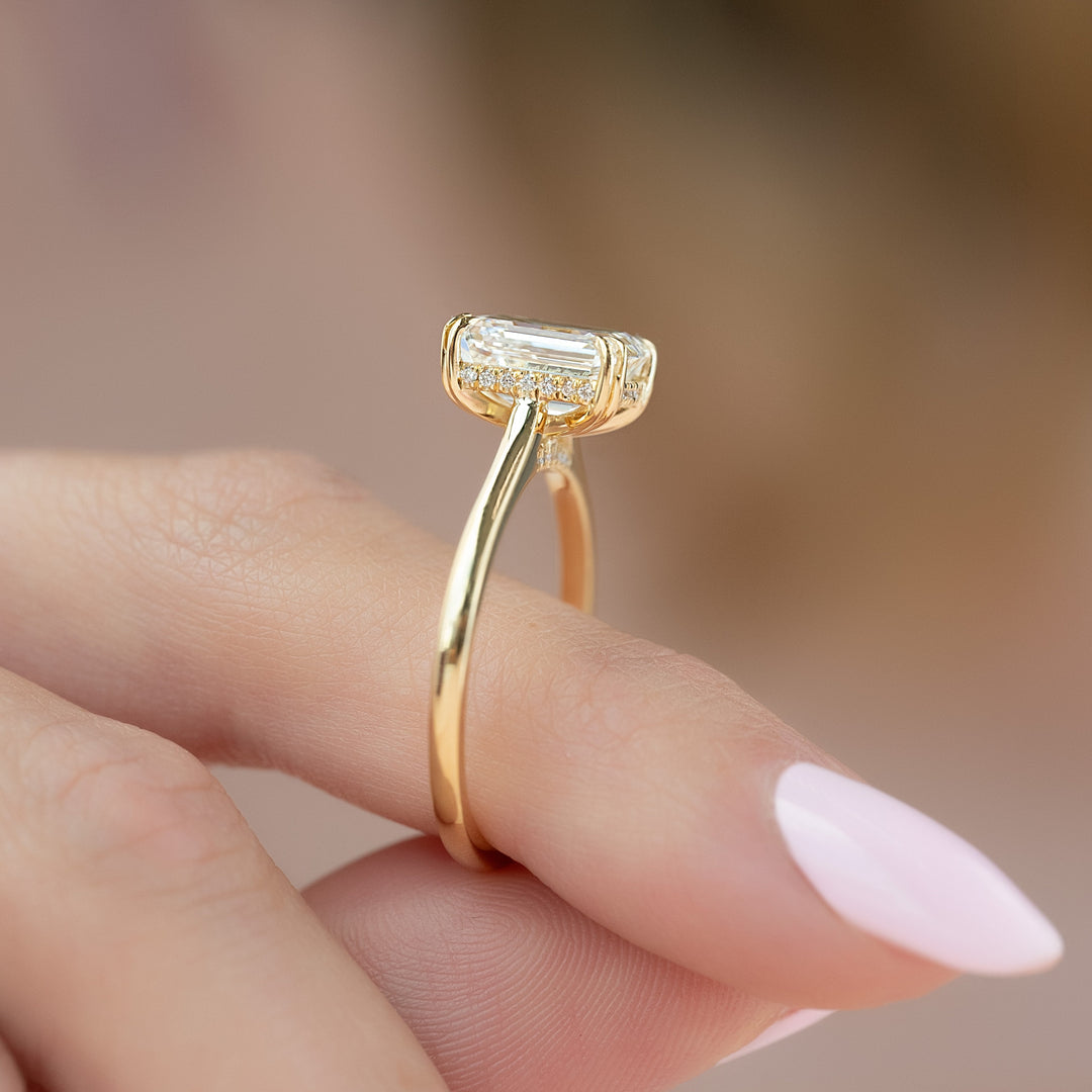 The Natasha Emerald Lab Diamond Moissanite Engagement Ring