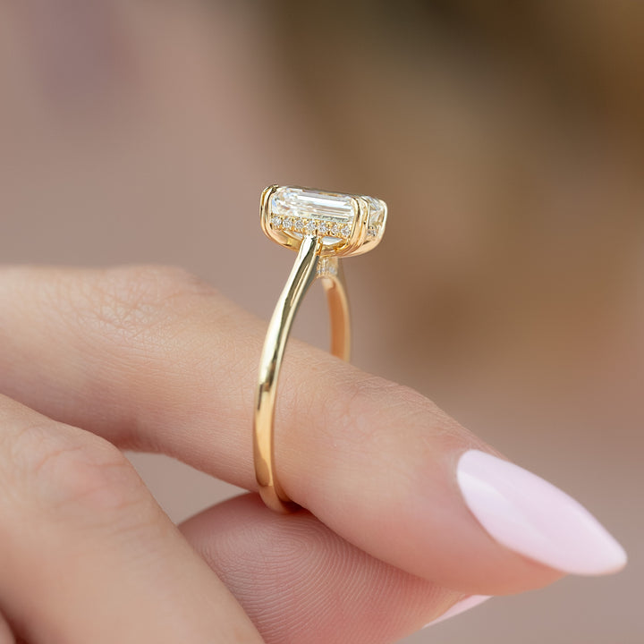 The Natasha Emerald Lab Diamond Moissanite Engagement Ring *Shown with 3 ct #material_gold