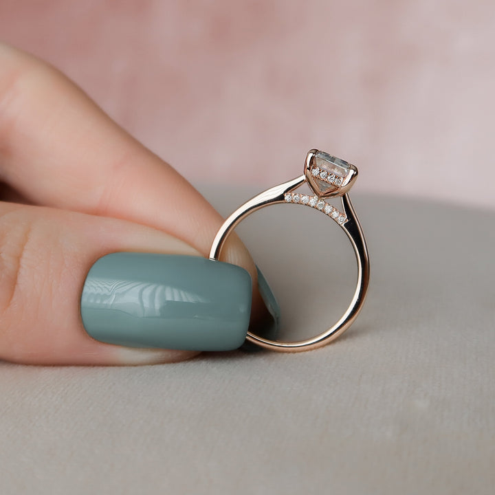 The Natasha Emerald Lab Diamond Moissanite Engagement Ring *Shown with 3 ct #material_rose