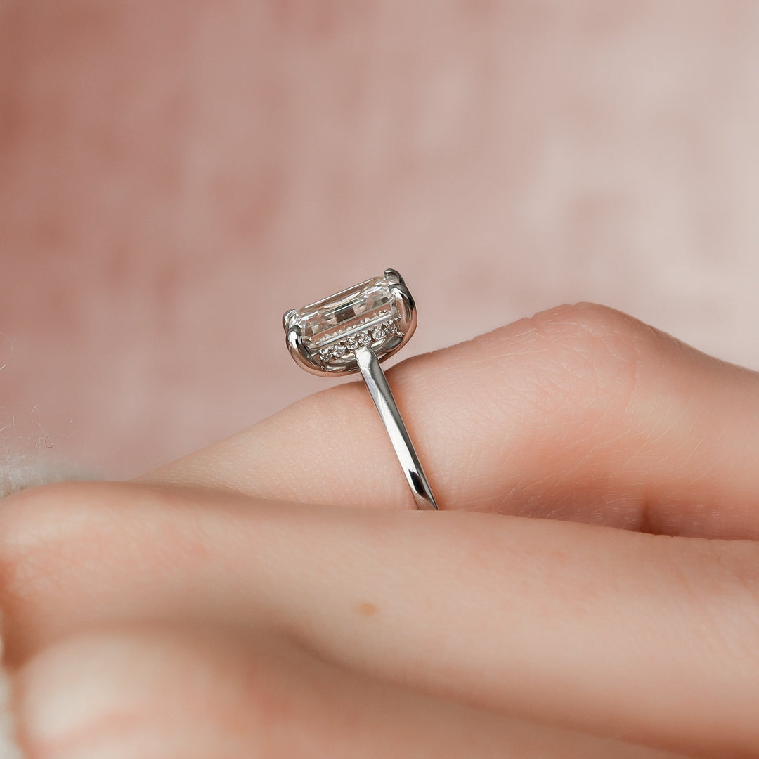 The Natasha Emerald Lab Diamond Moissanite Engagement Ring