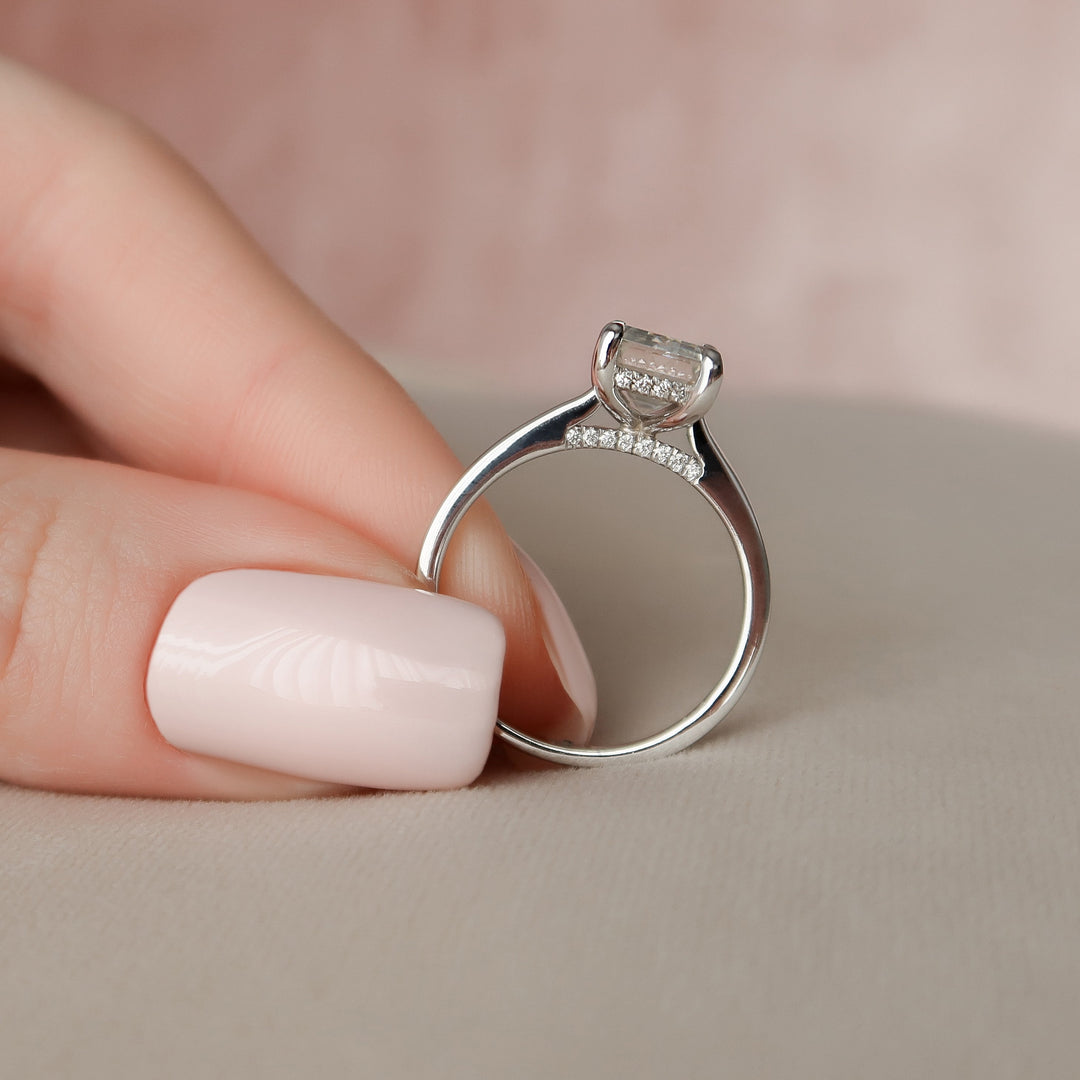 The Natasha Emerald Lab Diamond Moissanite Engagement Ring