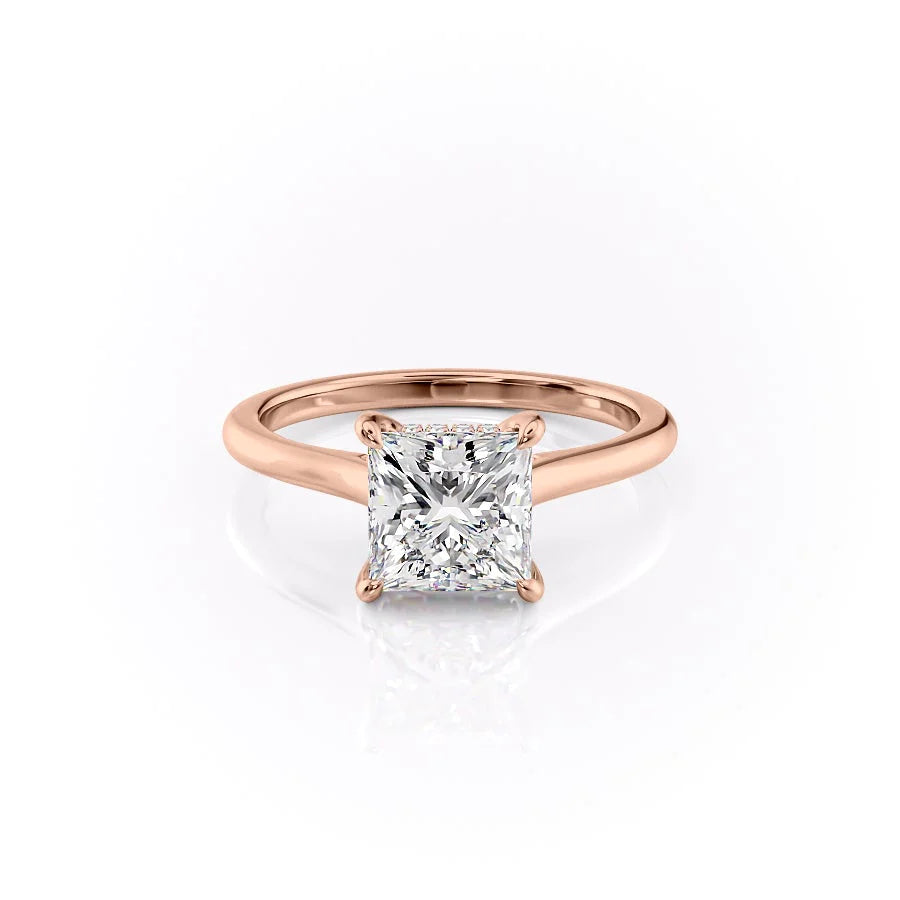The Natasha Set With Princess Solitaire Lab Diamond 1 Carat 14K Rose#material_rose