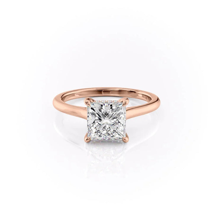 The Natasha Set With Princess Solitaire Lab Diamond 1 Carat 14K Rose#material_rose