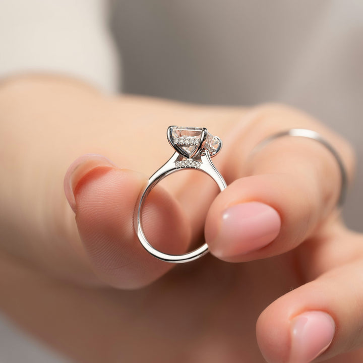 The Natasha Princess Lab Diamond Moissanite Engagement Ring *Shown with 2 ct #material_white