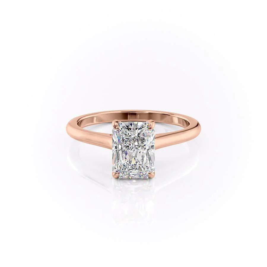 The Natasha Set With Radiant Solitaire Lab Diamond 1 Carat 14K Rose#material_rose