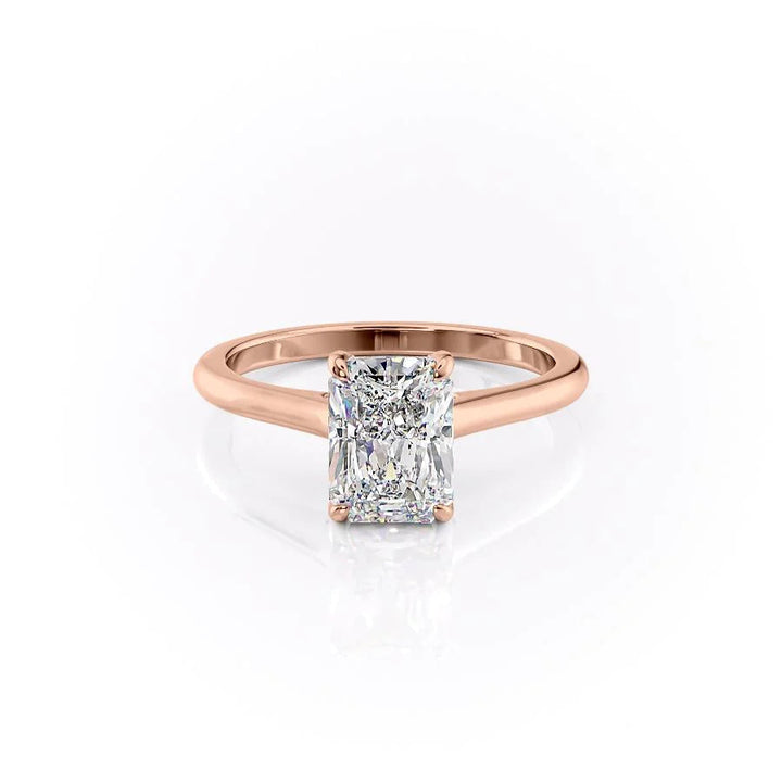 The Natasha Set With Radiant Solitaire Lab Diamond 1 Carat 14K Rose#material_rose