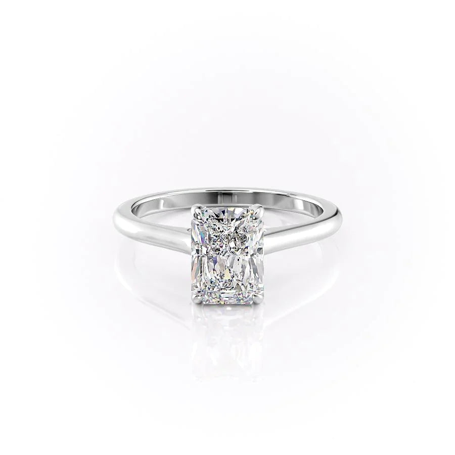 The Natasha Set With Radiant Solitaire Lab Diamond 1 Carat 14K White#material_white