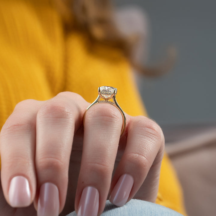 The Natasha Radiant Lab Diamond Moissanite Engagement Ring *Shown with 5 ct #material_gold