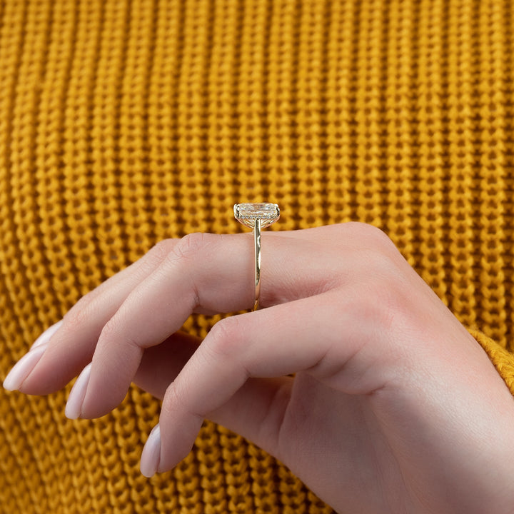 The Natasha Radiant Lab Diamond Moissanite Engagement Ring *Shown with 5 ct #material_gold