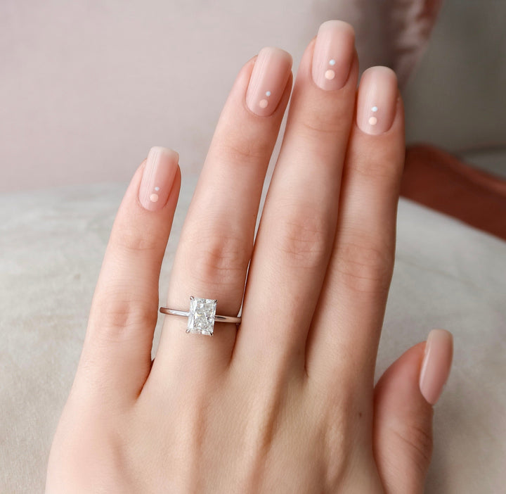 The Natasha Radiant Lab Diamond Moissanite Engagement Ring *Shown with 2 ct #material_white
