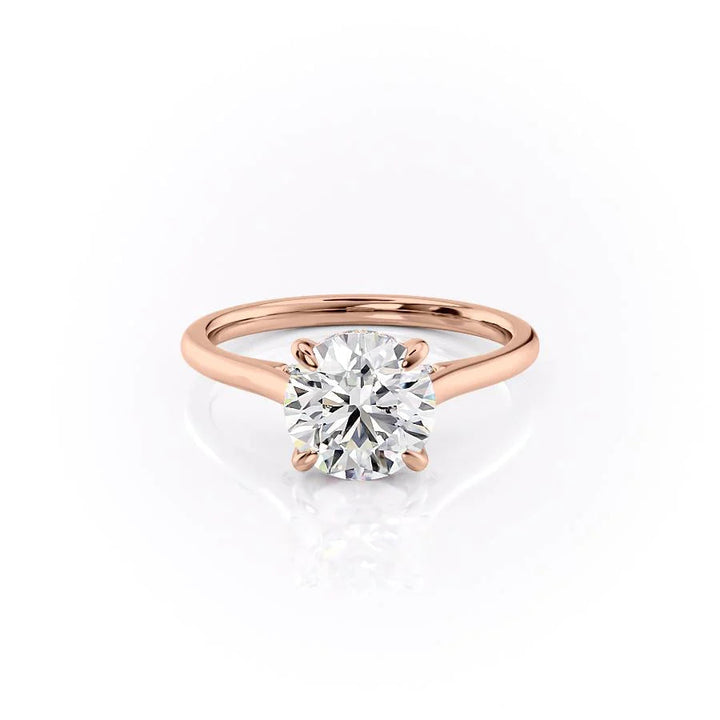 The Natasha Set With Round Solitaire Lab Diamond 1 Carat 14K Rose#material_rose