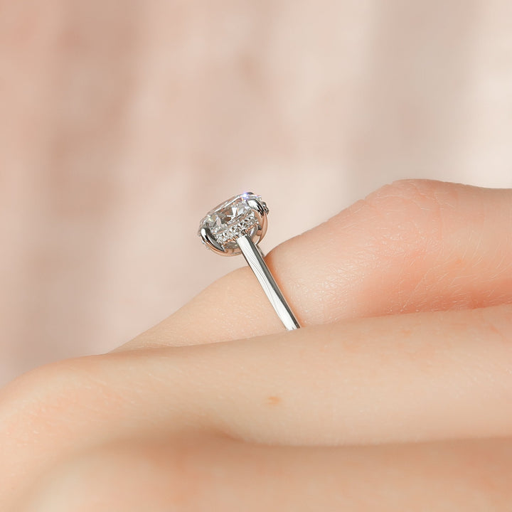 The Natasha Set With Round Solitaire Lab Diamond 1 Carat 14K White#material_white