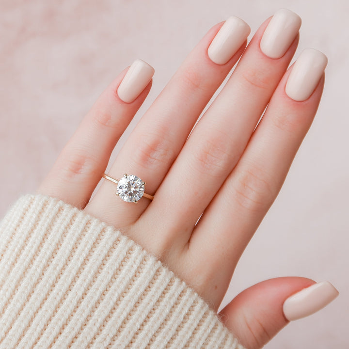 The Natasha Round Lab Diamond Moissanite Engagement Ring *Shown with 2 ct #material_gold