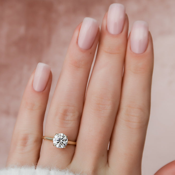 The Natasha Round Lab Diamond Moissanite Engagement Ring *Shown with 1.5 ct #material_gold