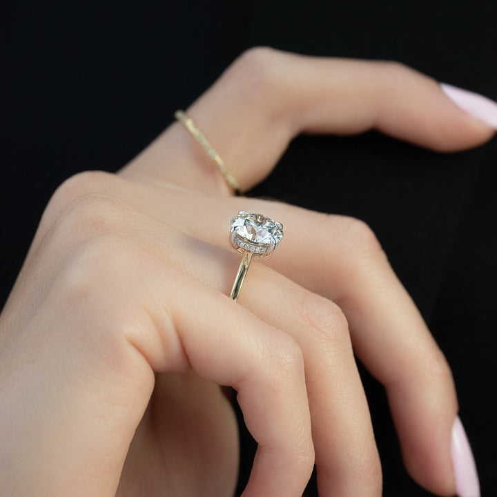 The Natasha Round Lab Diamond Moissanite Engagement Ring *Shown with 3.5 ct #material_gold