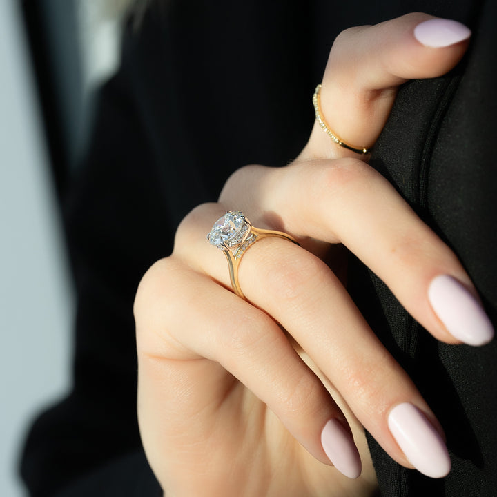 The Natasha Round Lab Diamond Moissanite Engagement Ring *Shown with 3.5 ct #material_gold